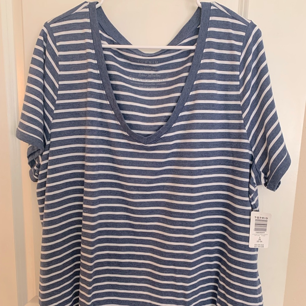 Torrid blue and white tee. Size 3 plus size